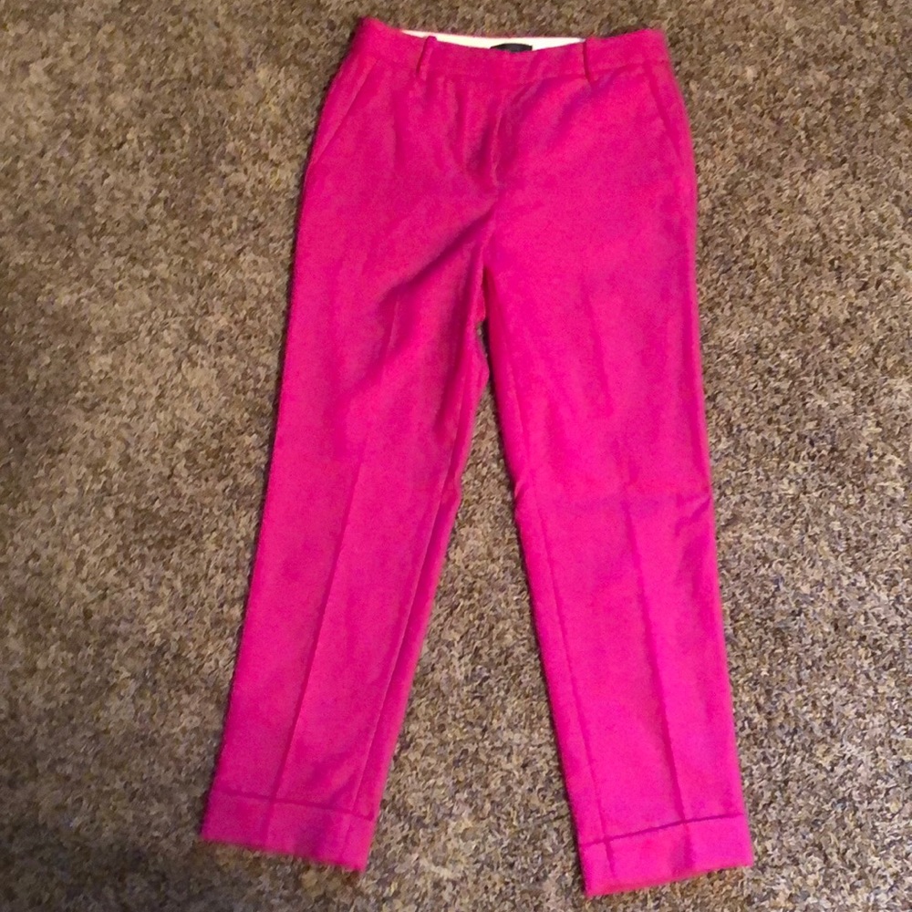 Hot Pink J Crew Cropped Work Trousers